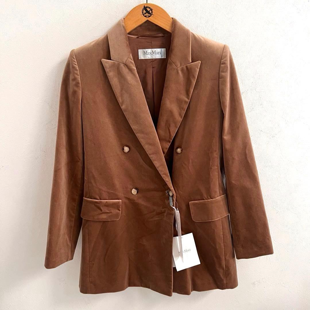 タグ付き✨マックスマーラ ジャケット ダブルブレスト ベロア キャメル 40