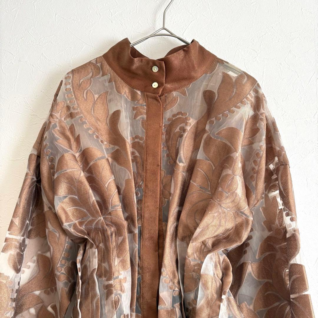 美品 AMERI UND SHEER JACQUARD TUCK DRESS