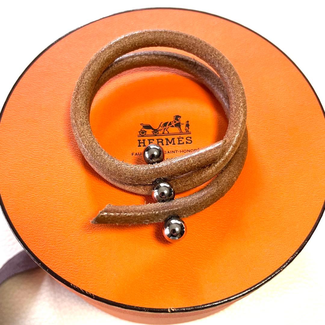 【美品】HERMES エルメス ルーレットヒル シルバーレザー チョーカー