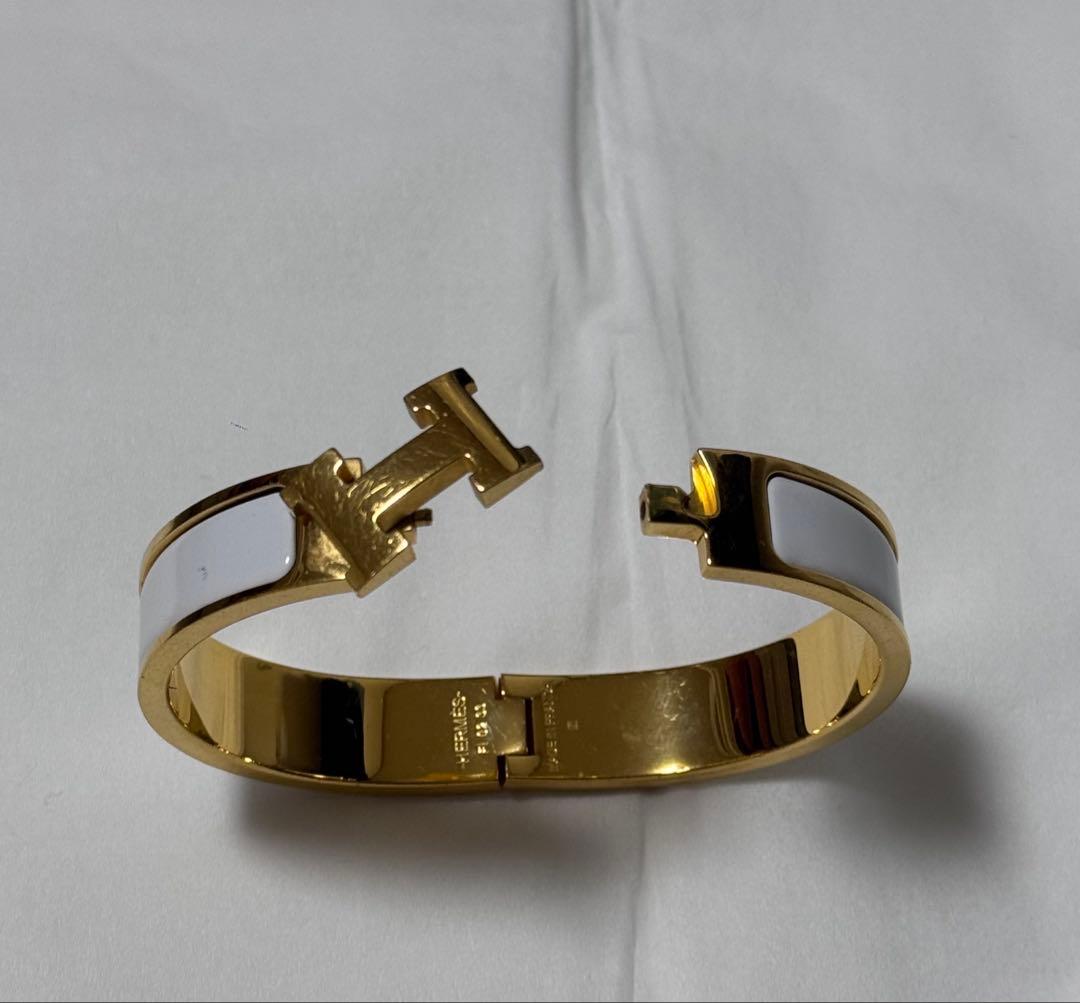 HERMES クリックH バングル ゴールド/ホワイト