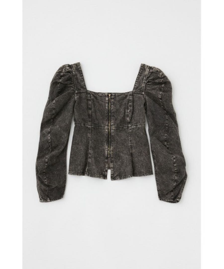 パフスリーブ ダークグレー デニムジャケット