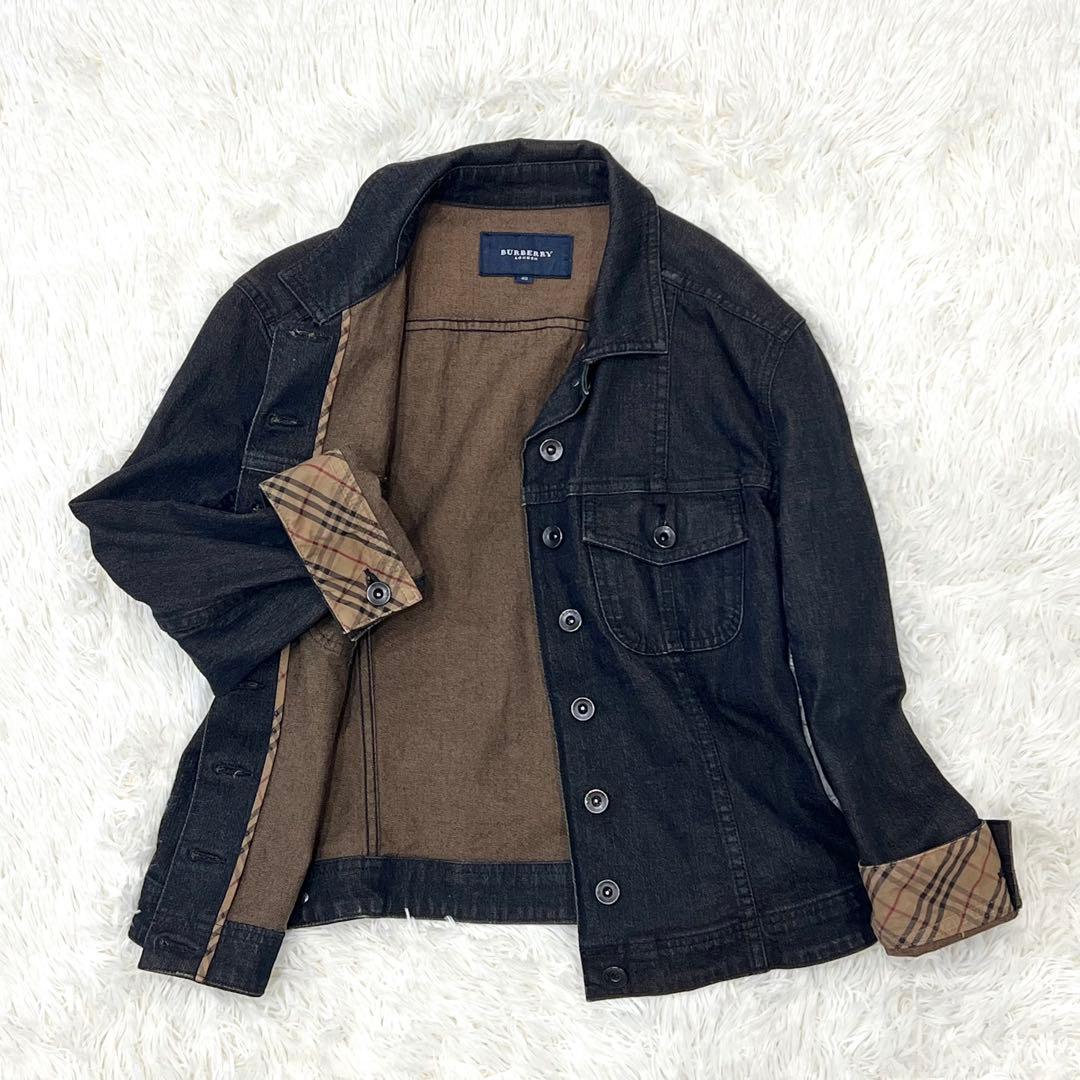 バーバリーロンドン デニムジャケット ノバチェック ブラック 42