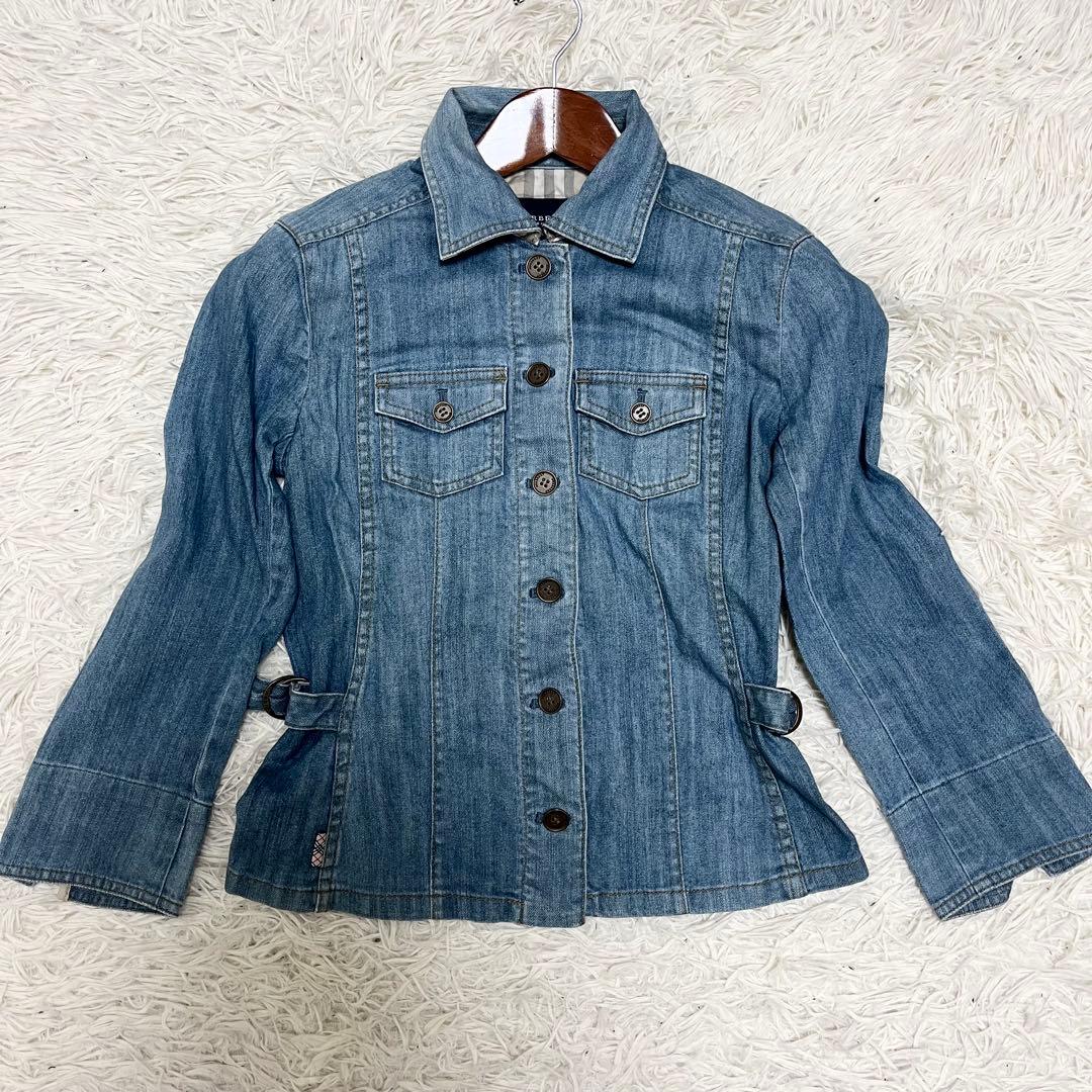 バーバリーロンドン デニムジャケット ライトブルー ノバチェック ストレッチ 秋