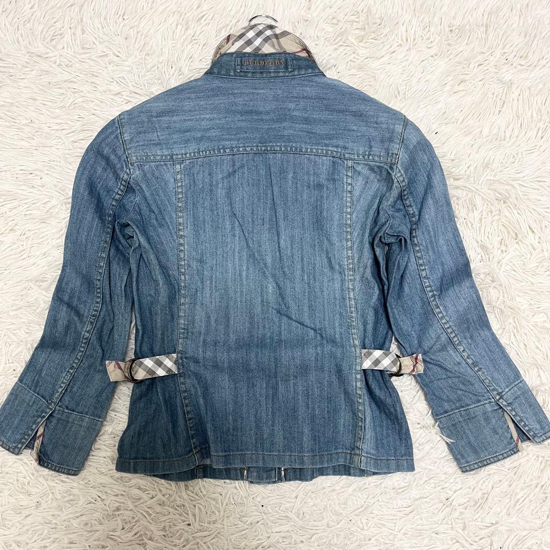 バーバリーロンドン デニムジャケット ライトブルー ノバチェック ストレッチ 秋