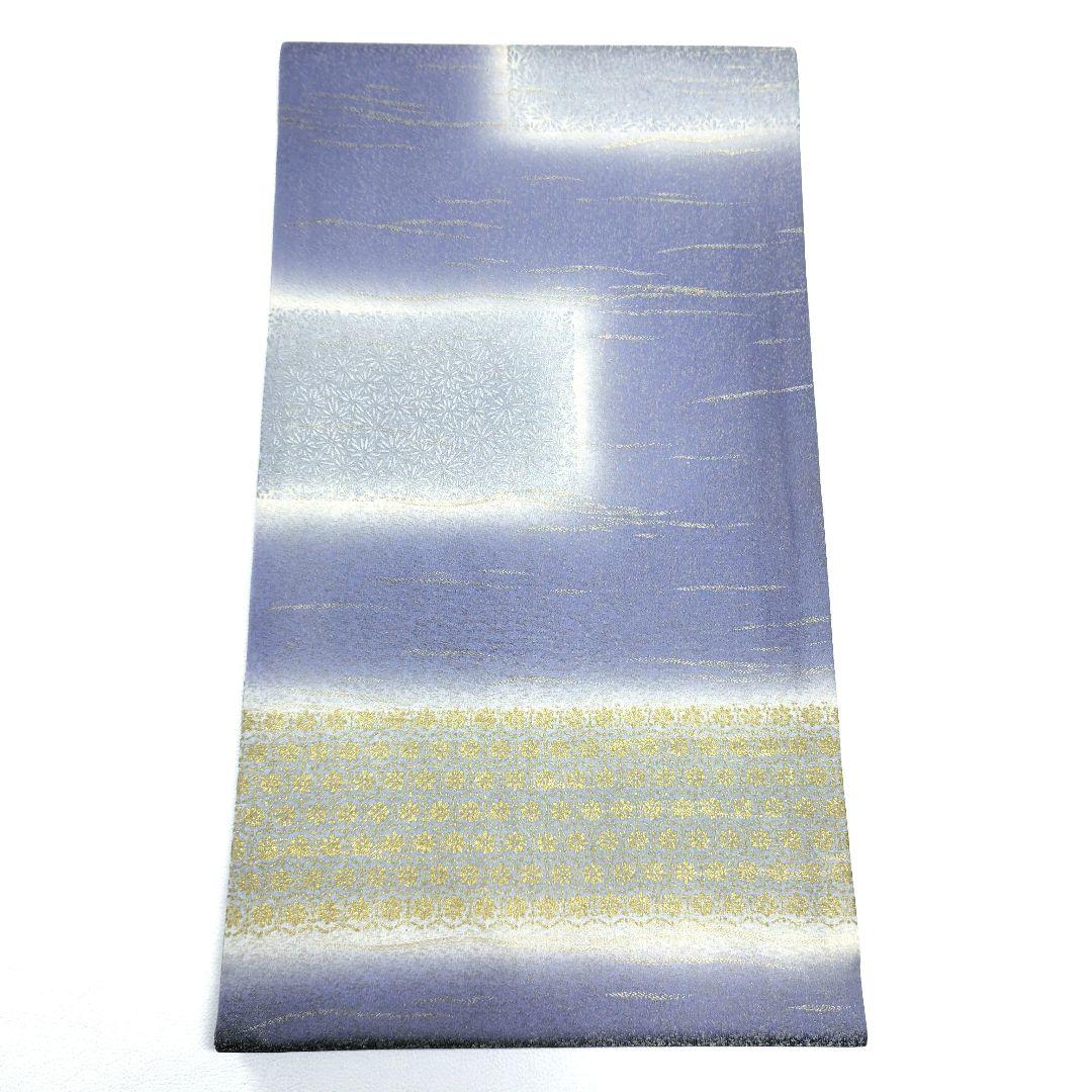 帯5737 ●高級 正絹 京都・宇治 緑茶染 落款 作家物 全通 袋帯