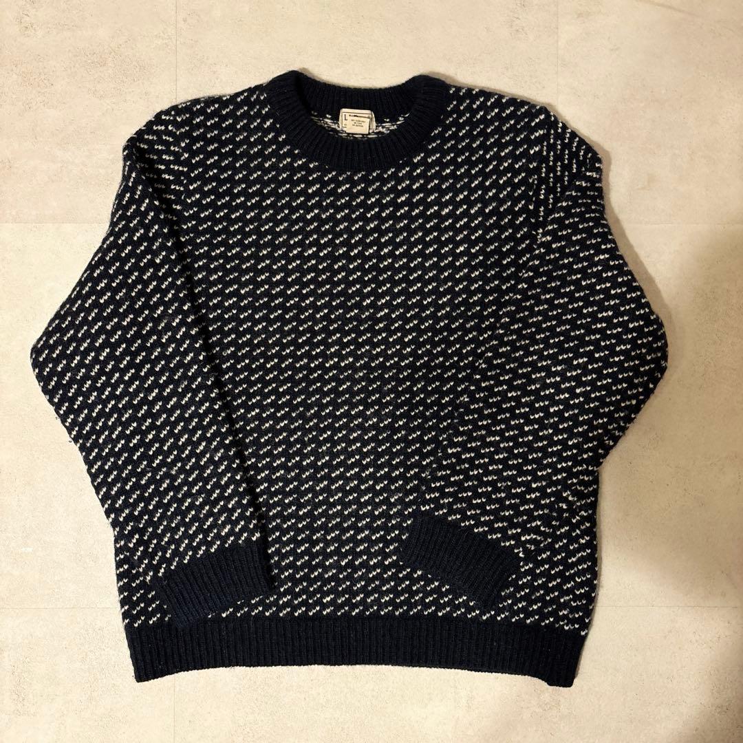 L.L.Bean バーズアイニット 90s 00s ネイビー ノルウェー製 古着