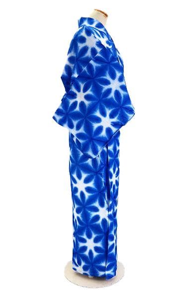 ★専用★美品 浴衣 古今 雪花絞り 白 青 バチ衿 綿絽 身丈164cm