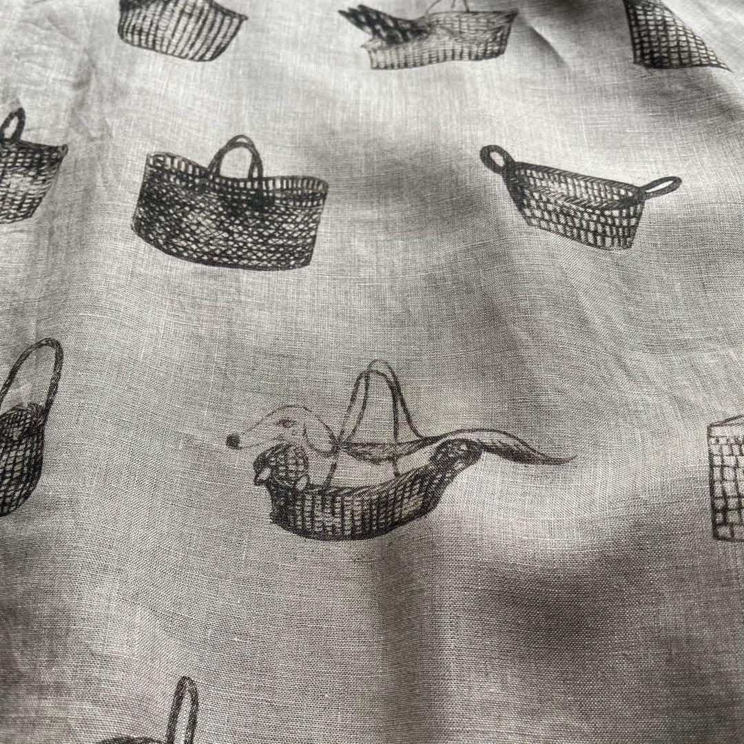 【美品】ビアズリー ロングワンピース リネン 総柄 フレア ナチュラル