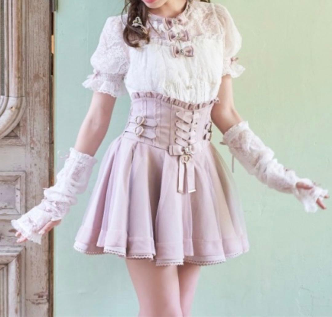 LIZLISA リズリサ レースアップコルセットライクスカパン ピンク