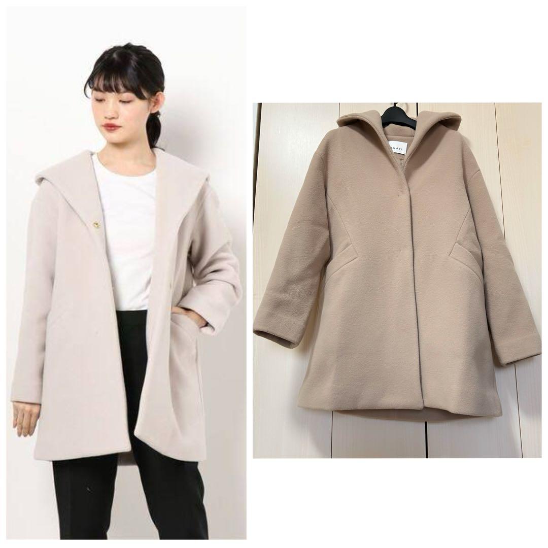 20AW♡ANAYI アナイ ダブルビーバーフードコート 38 キャメル
