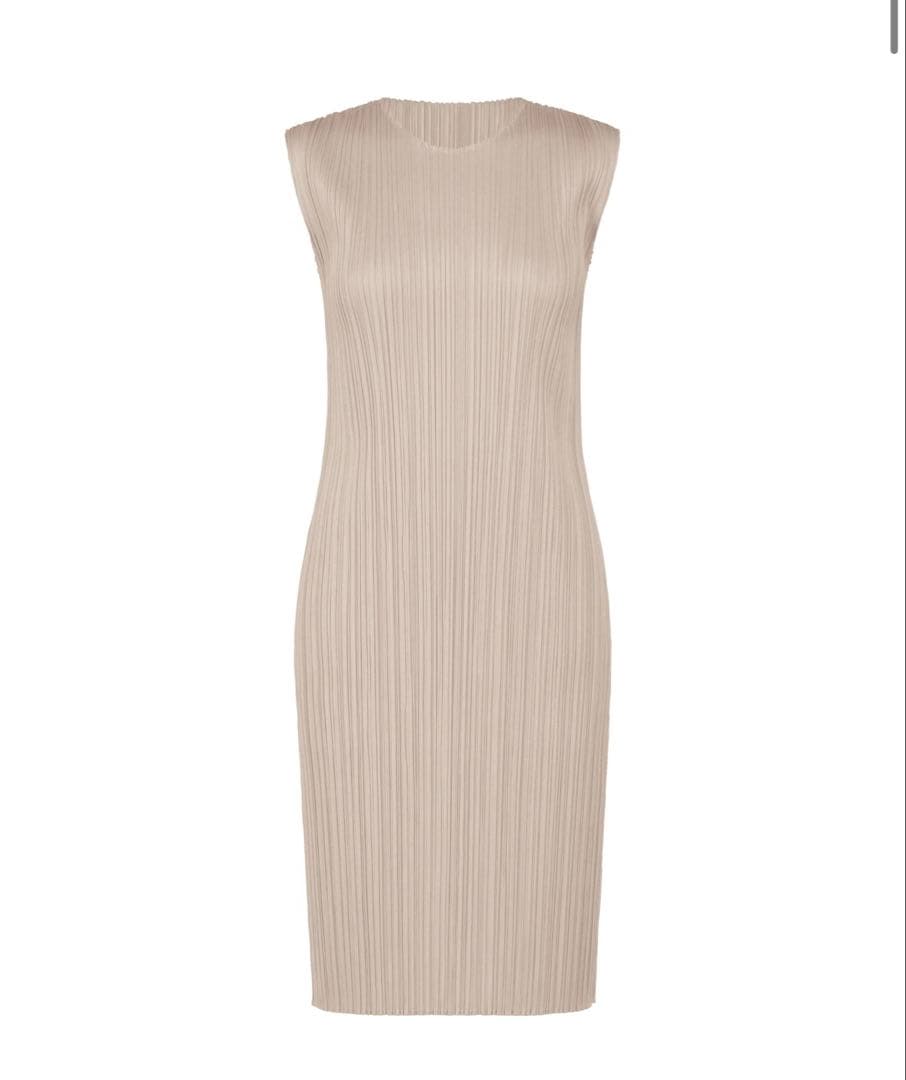 プリーツプリーズ ワンピース グレージュ basics