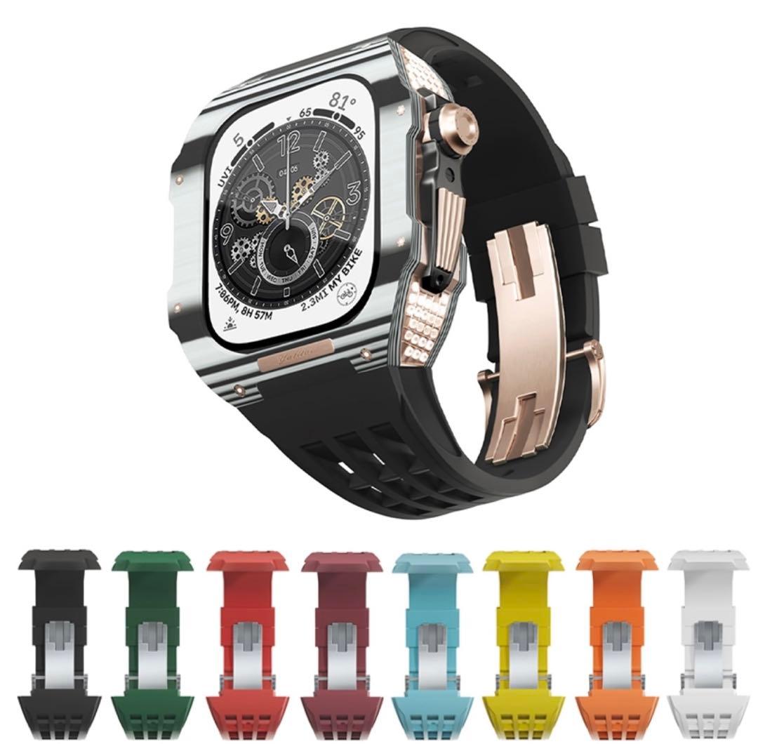 Apple Watch Series 44 45カーボンファイバーバンド色選べる