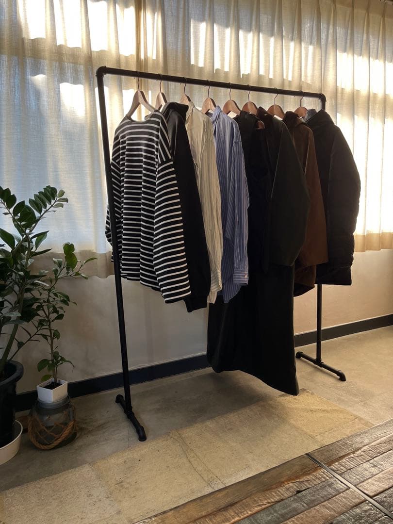 ハンガーラック 120 アイアン ガス管 パイプ ブラック 頑丈 什器 店舗