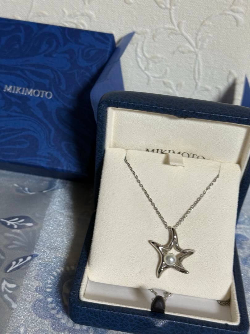 ミキモト シルバー　スター型ベビーパールつき　ネックレス　美品　レア