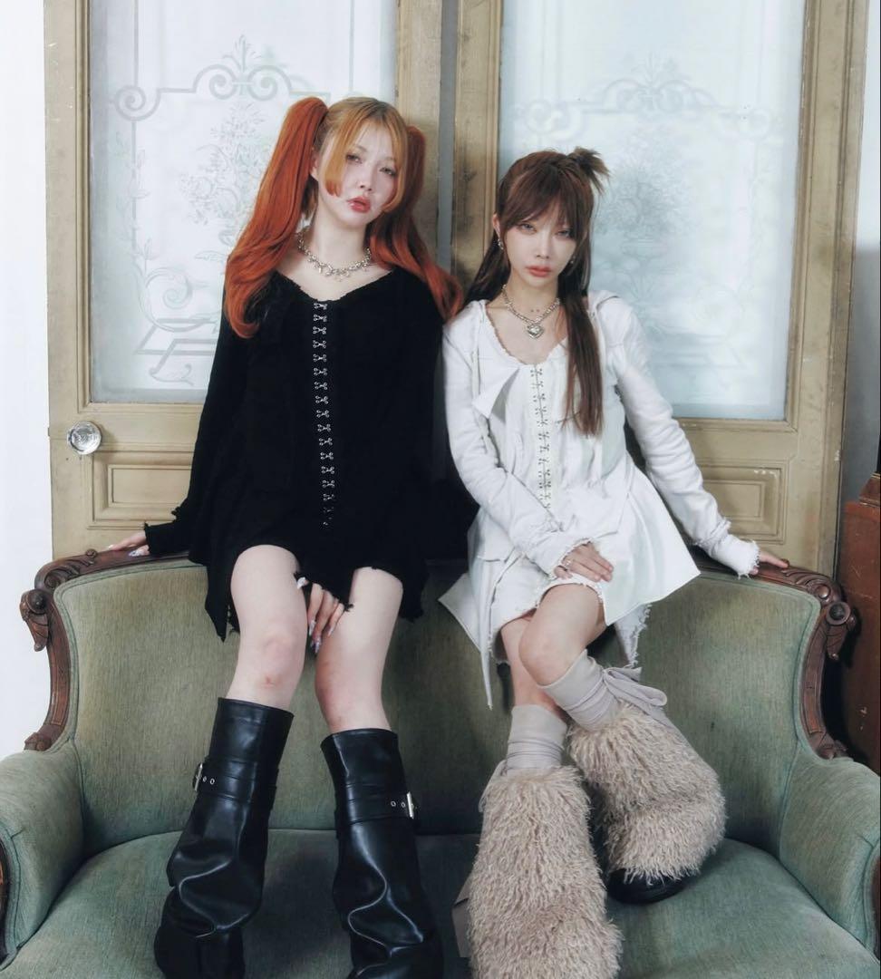 【cult tokyo】フード付きレースアップミニワンピース