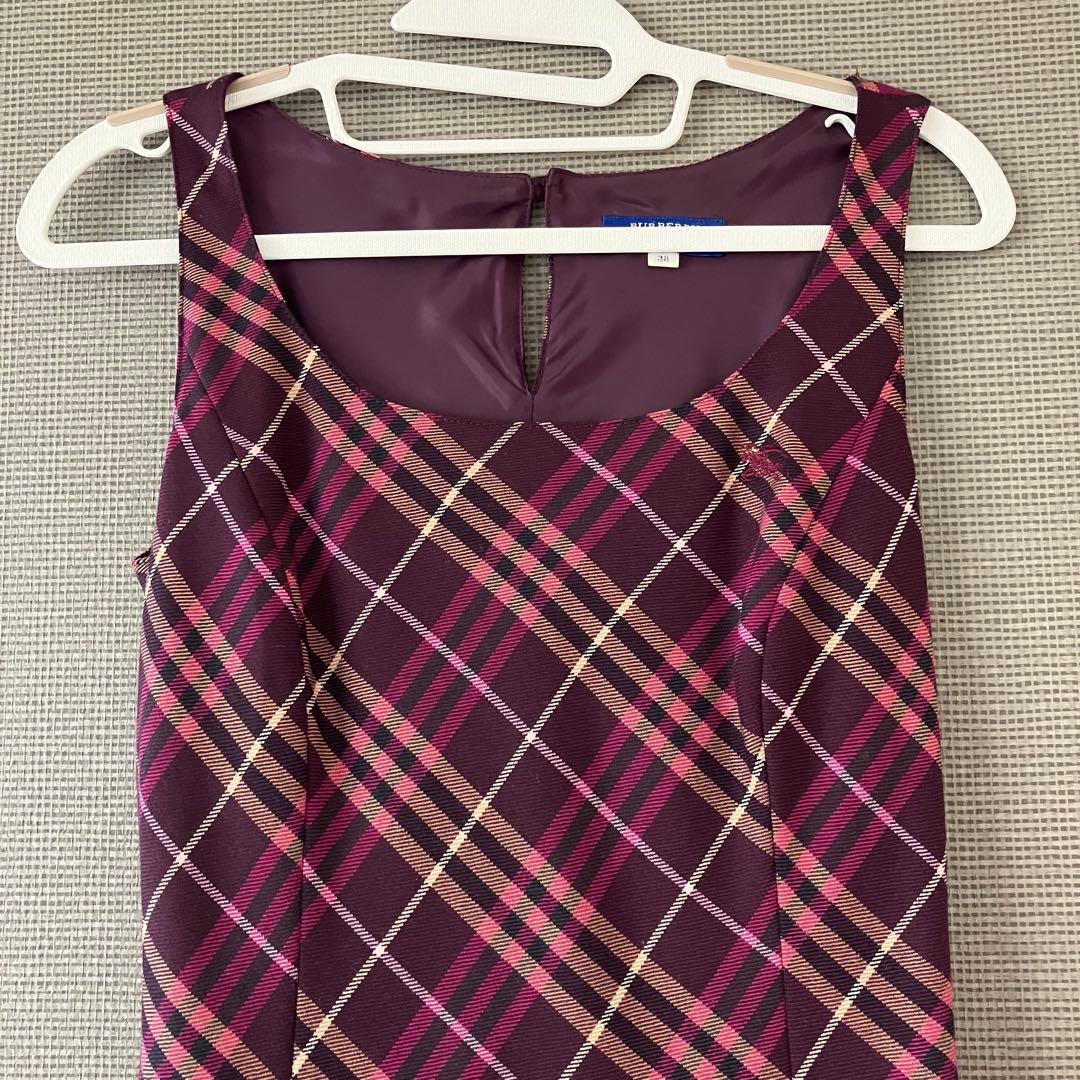 極美品 バーバリーブルーレーベル ワンピース ノバチェック 38