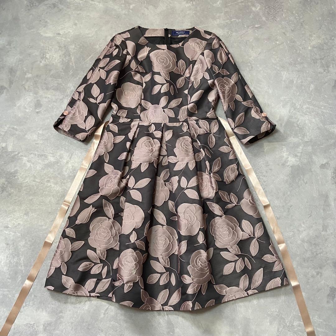 エムズグレイシー シャンブレージャガードローズワンピース 2023AW