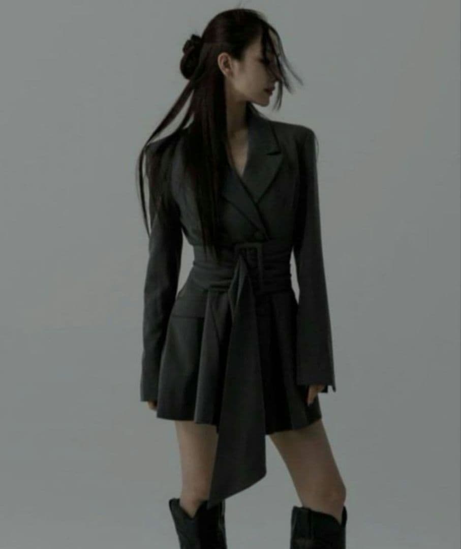 MELTTHELADY グレー ベルト付き ジャケットワンピース