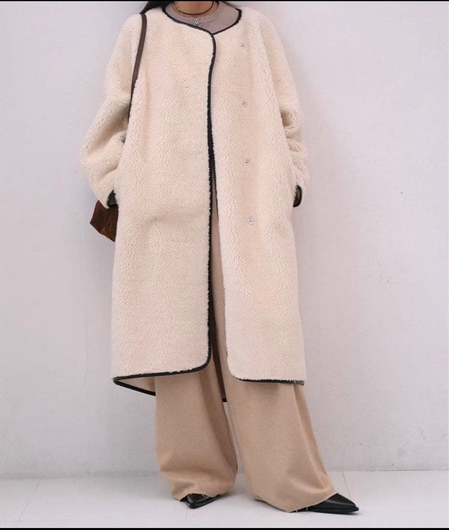 【美品】AKTE ボアコート　ノーカラーコート