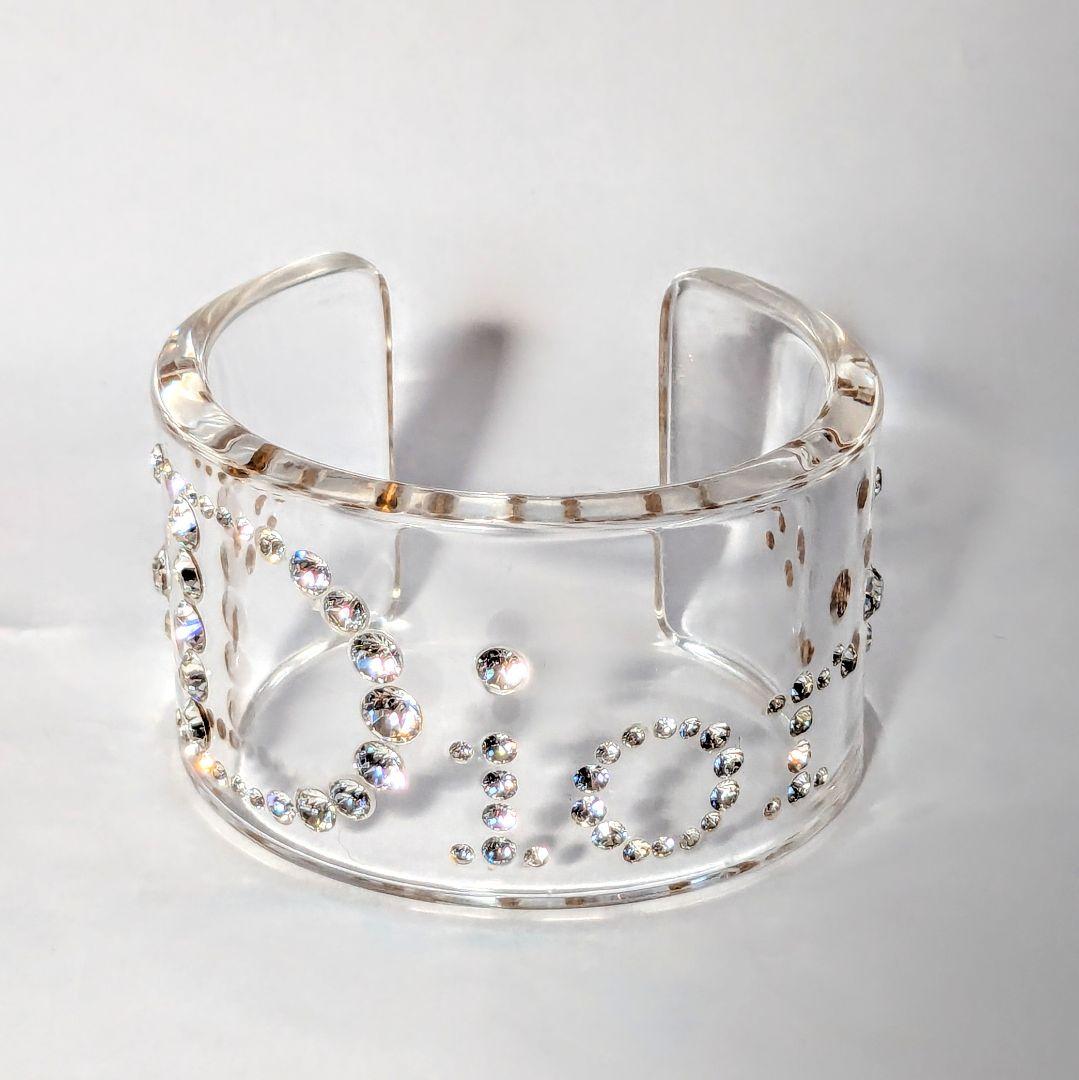 ChristianDior ディオール クリアバングル ロゴラインストーン