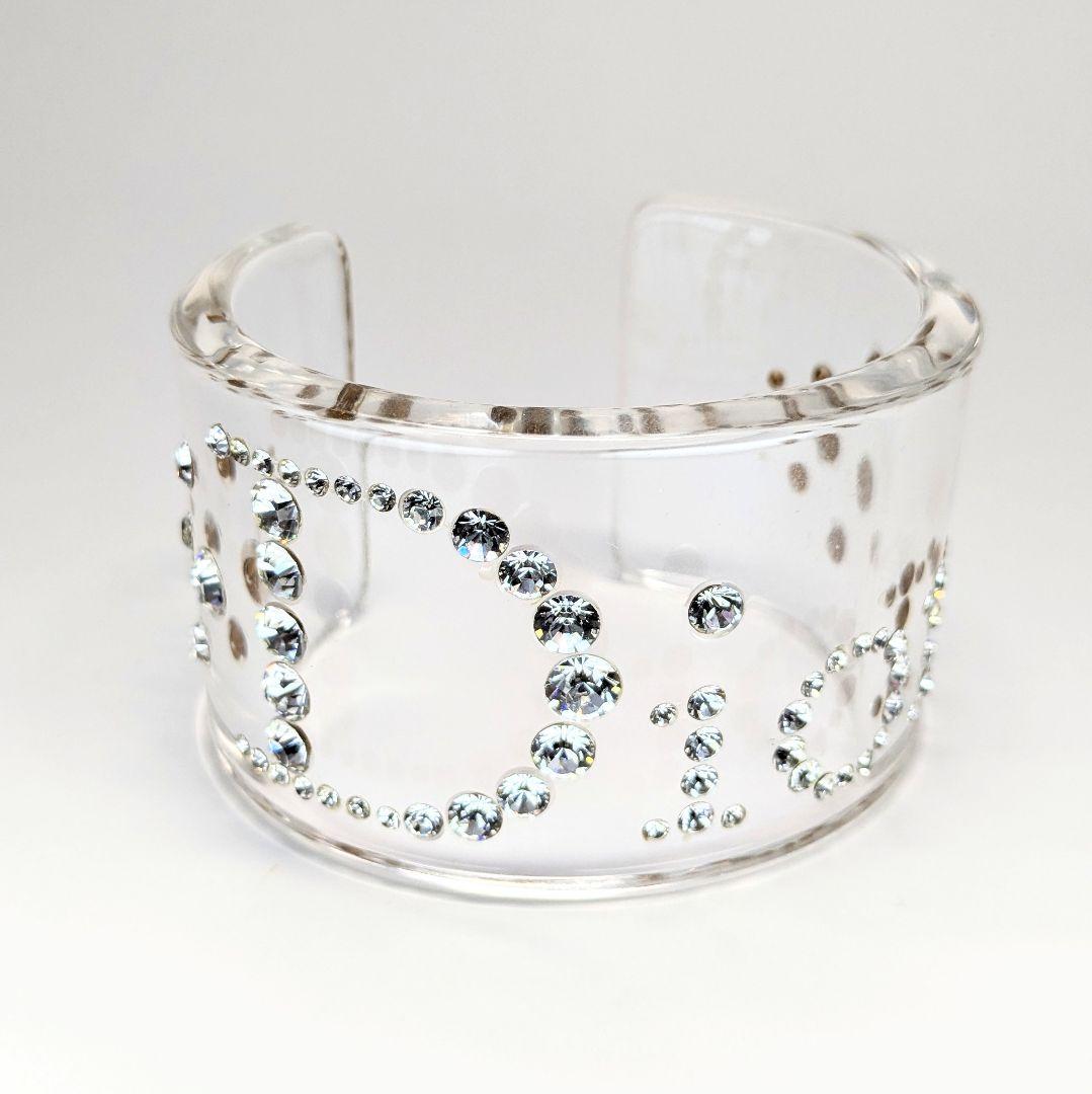 ChristianDior ディオール クリアバングル ロゴラインストーン