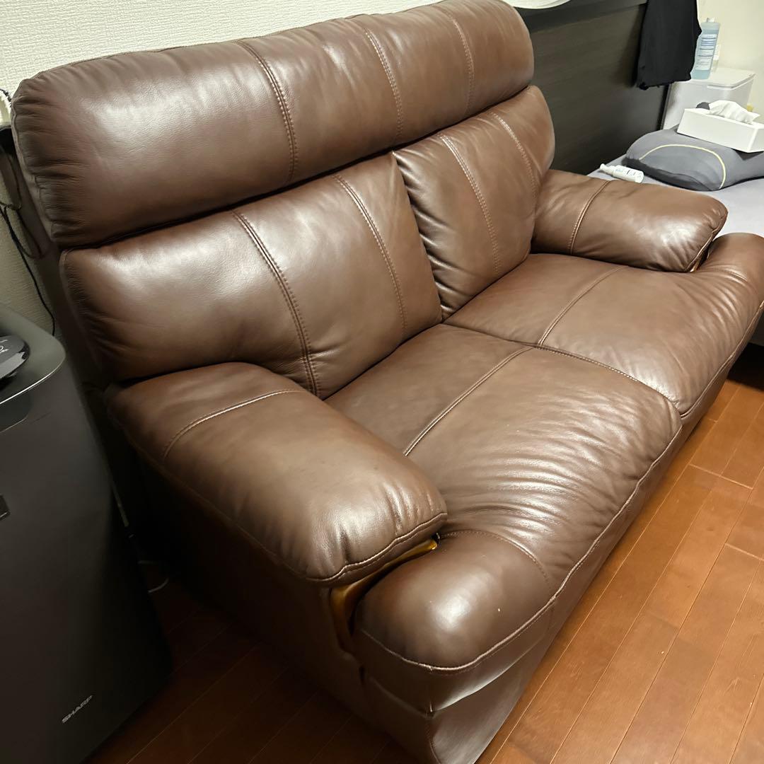 【定価98800円】ダークブラウン 2人掛けハイバックソファ