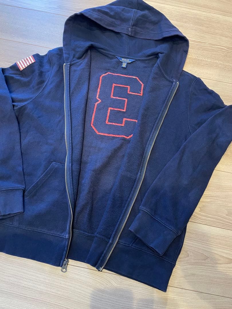 ラルフローレン ジップパーカー ビッグポニー ネイビー Y2K 星条旗