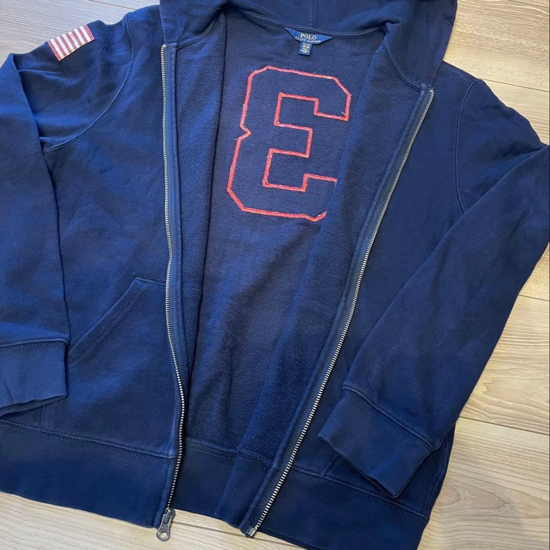 ラルフローレン ジップパーカー ビッグポニー ネイビー Y2K 星条旗