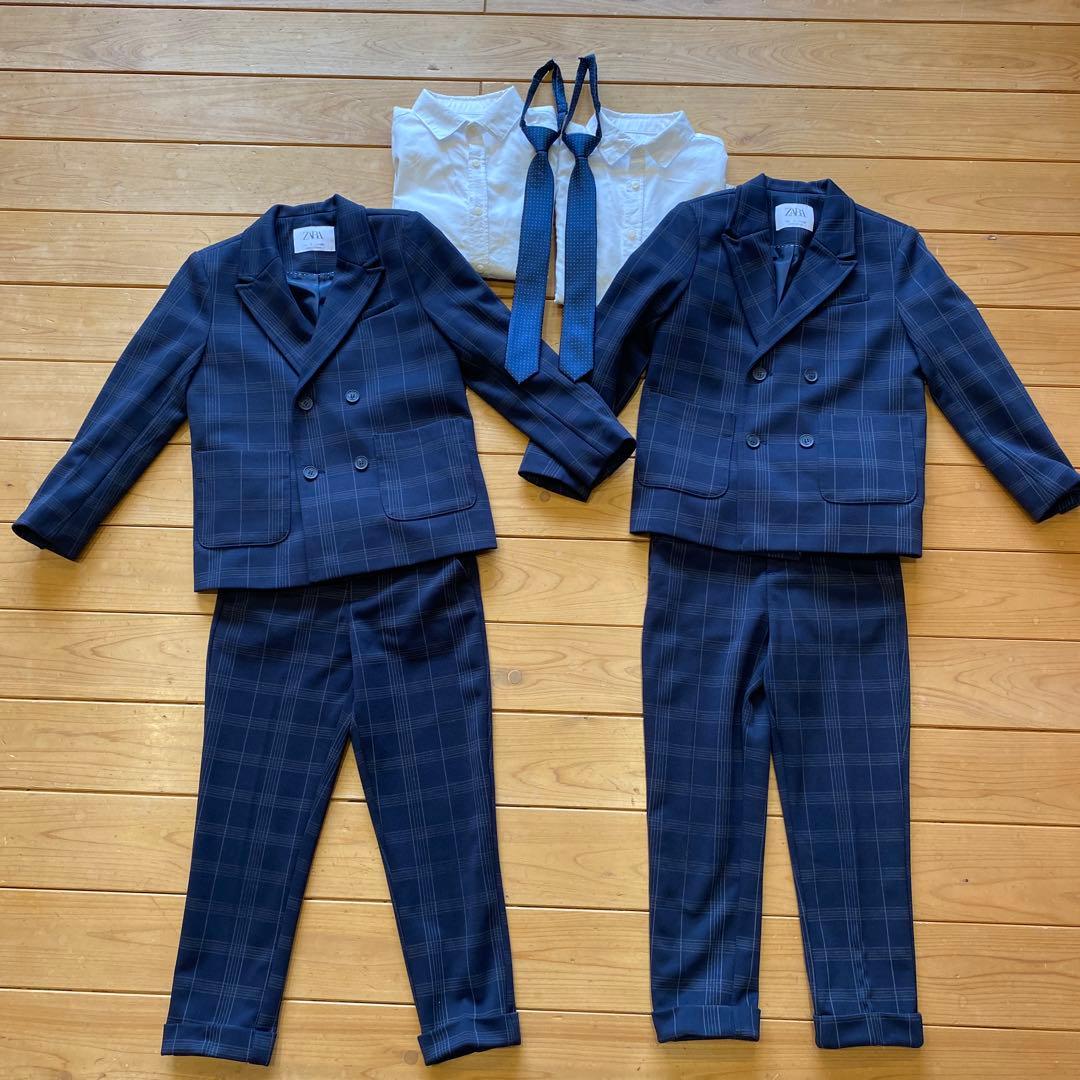 美品ZARAフォーマルスーツセット 112㌢双子2着セット