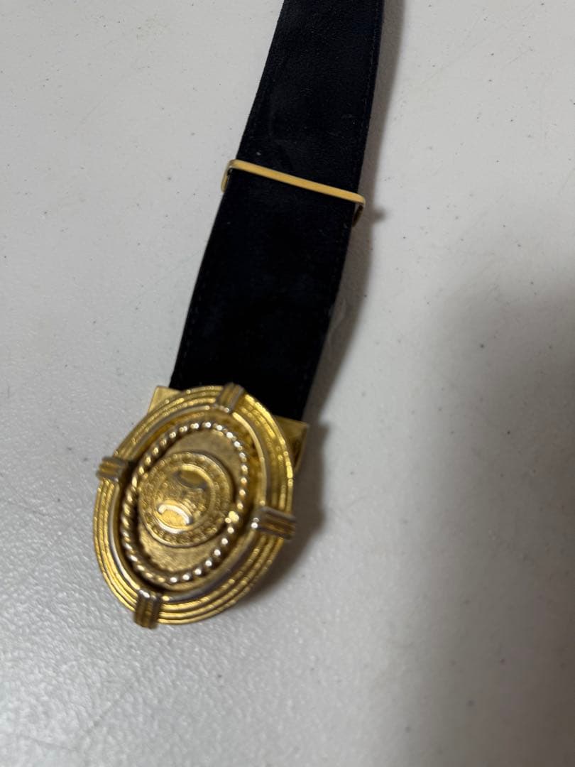 セリーヌ　スエード 黒ベルト 金色バックル　セリーヌ　CELNE