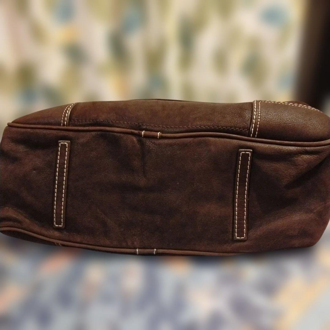 ロエベ　ダークブラウン レザー ボストンバッグ