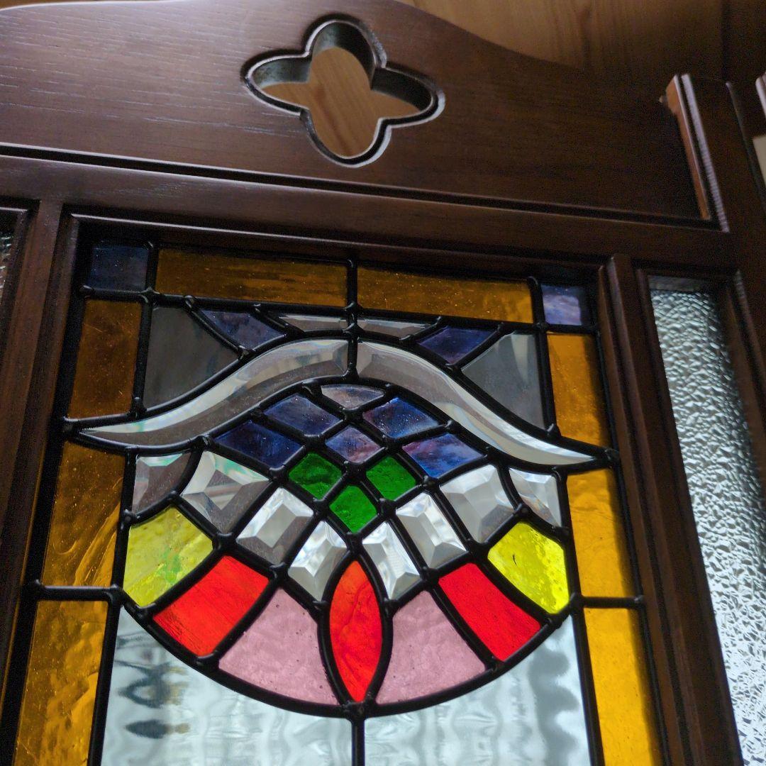 ステンドグラス 木製パーテーション 三つ折り