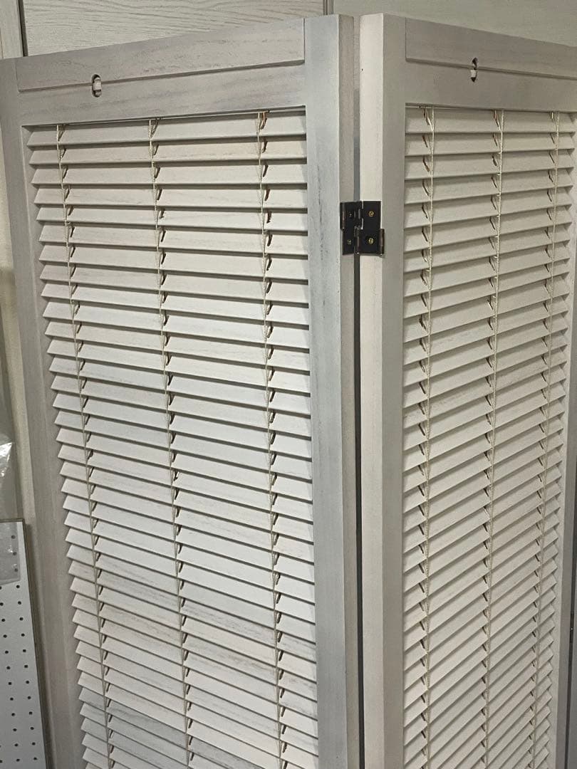 北欧レトロ 木製フレーム 4連 ブラインドパーティション パーテーション 衝立