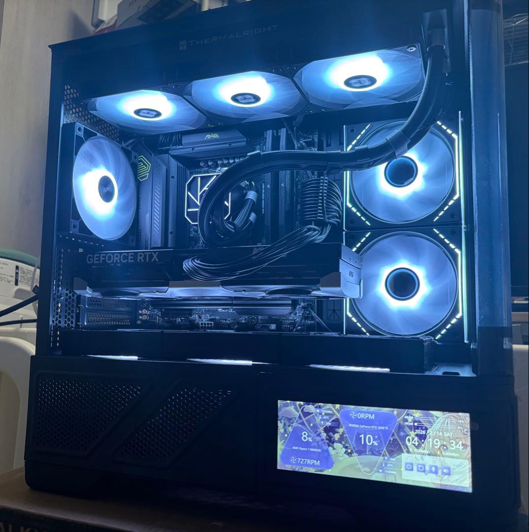 Ryzen7-9800X3D、RTX5070ti搭載、自作デスクトップPC