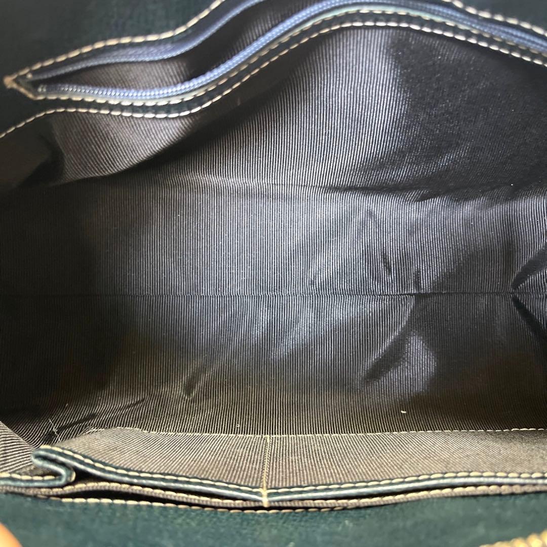 専用品WAKO ワコウ 銀座和光 レザー グリーン シルバー金具 ハンドバッグ