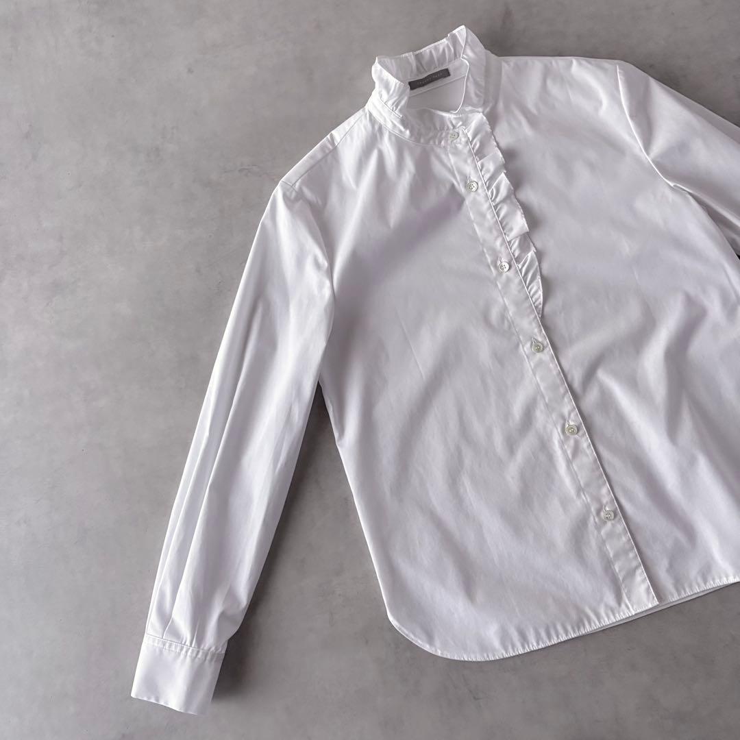 極美品　定価29,700円　セオリーリュクス　長袖　フリルブラウス　バンドカラー