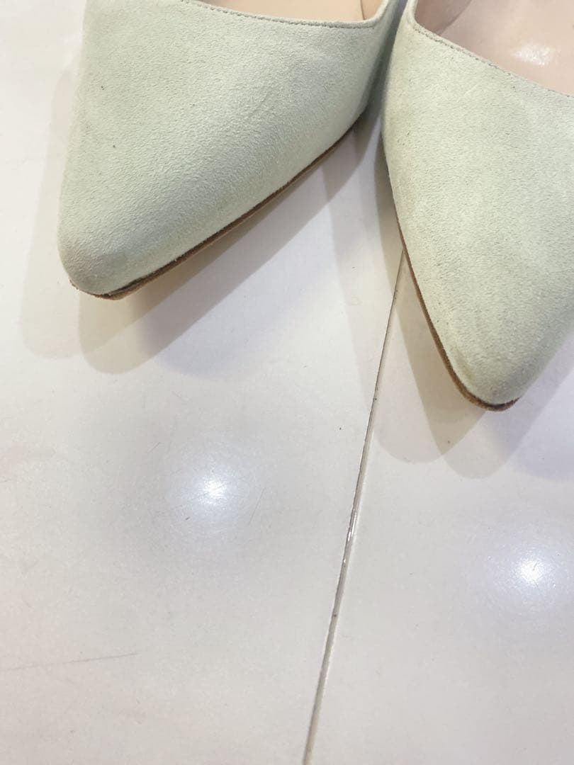 マノロブラニク ☆フラットパンプス37ミントグリーン美品