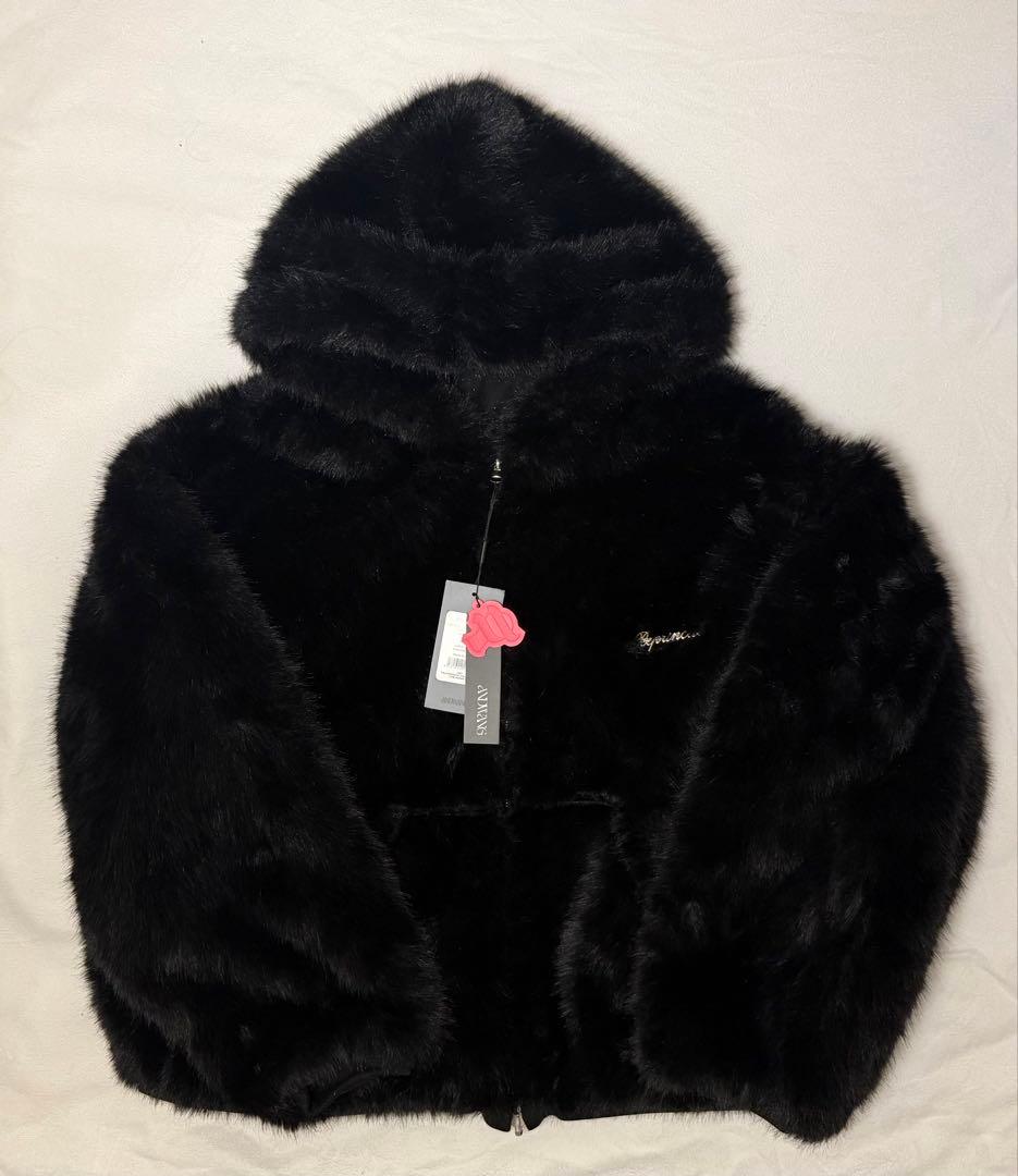 トップス andwang kirakira 2way fur zipup Black