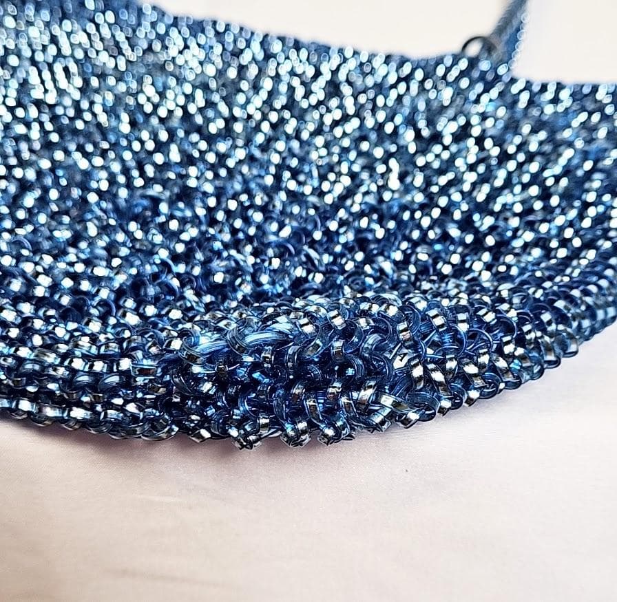 アンテプリマ　 ワイヤーバッグ　シャンパンブルー　横長