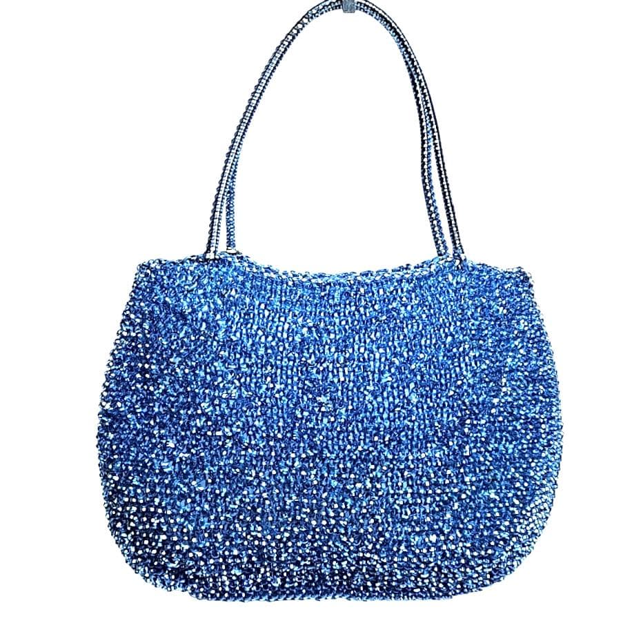 アンテプリマ　 ワイヤーバッグ　シャンパンブルー　横長