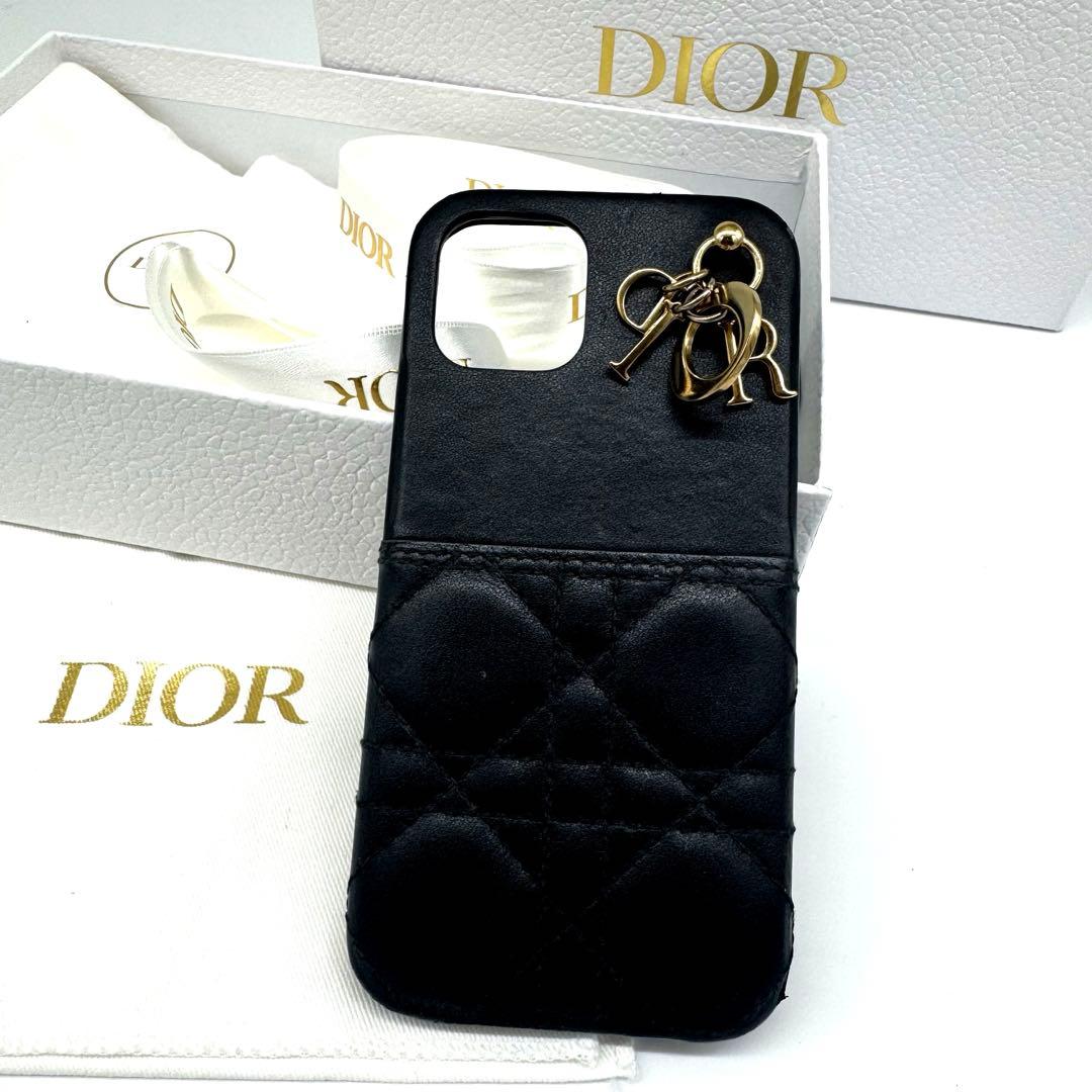 Diorキルティング iPhone12 12Proスマホケース ブラック