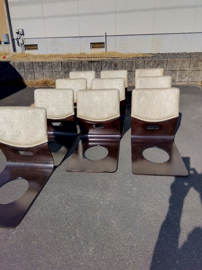 木工座椅子　穴あきデザインの座椅子　10脚セット