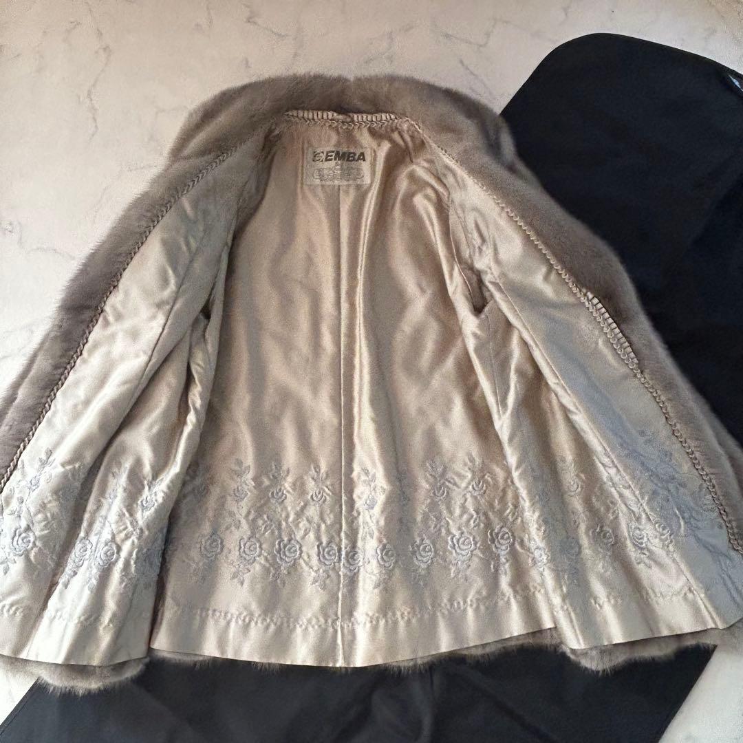 d*2様 EMBA サファイアミンク 毛皮コート グレー 裏地ダメージ 13号