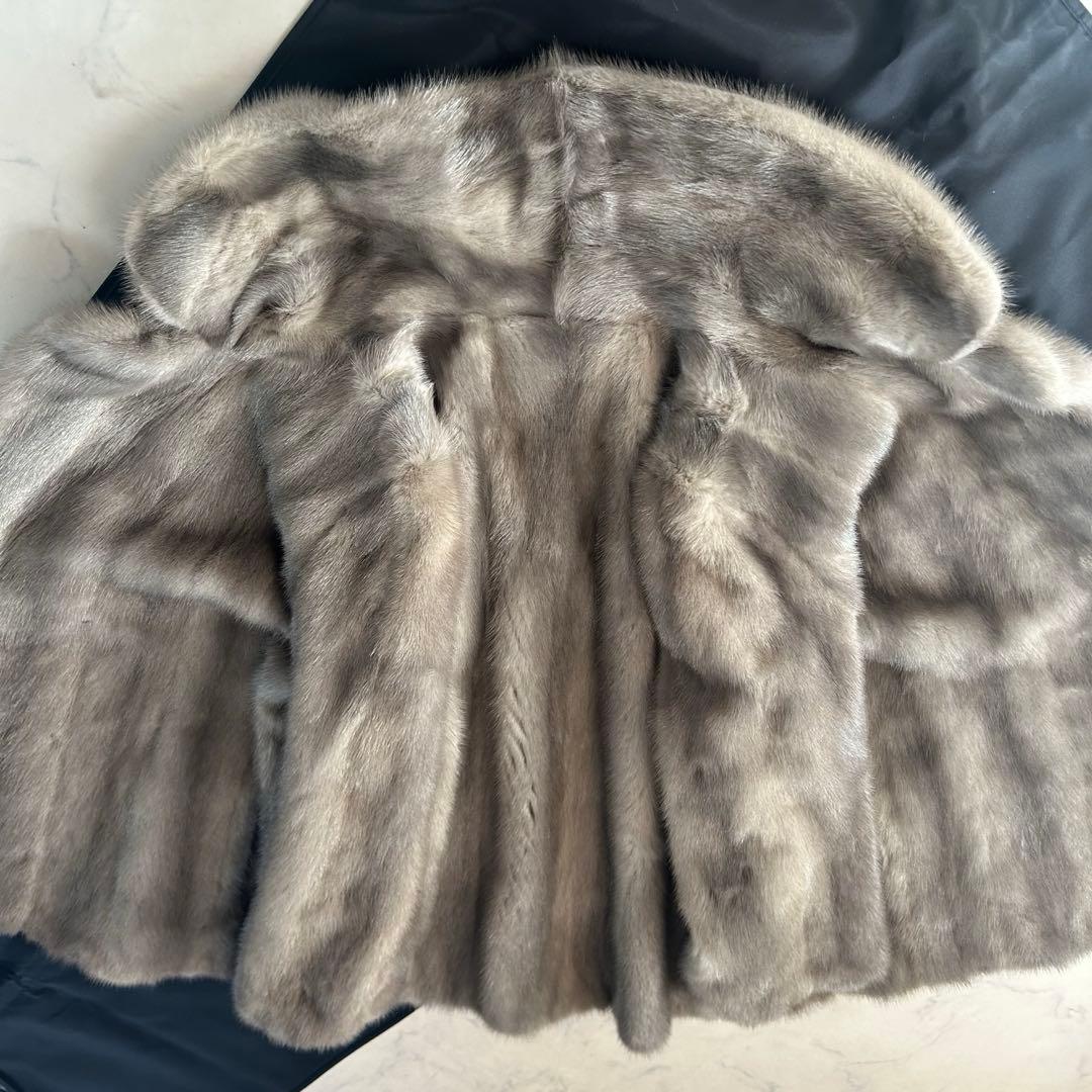d*2様 EMBA サファイアミンク 毛皮コート グレー 裏地ダメージ 13号