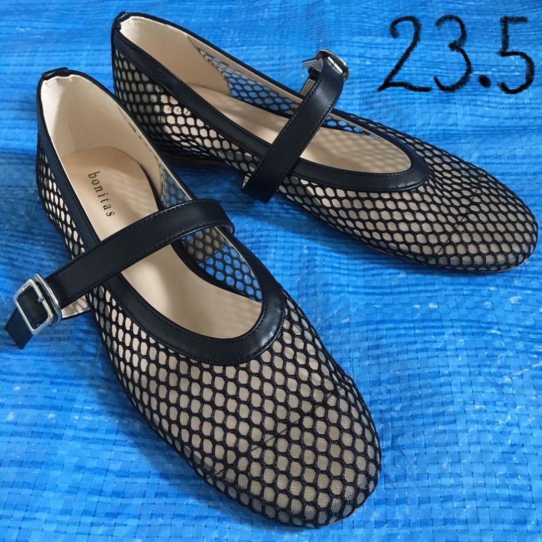 新品⬛︎スローブイエナ⬛︎2024⬛︎メッシュフラットシューズ⬛︎レザー⬛︎23.5