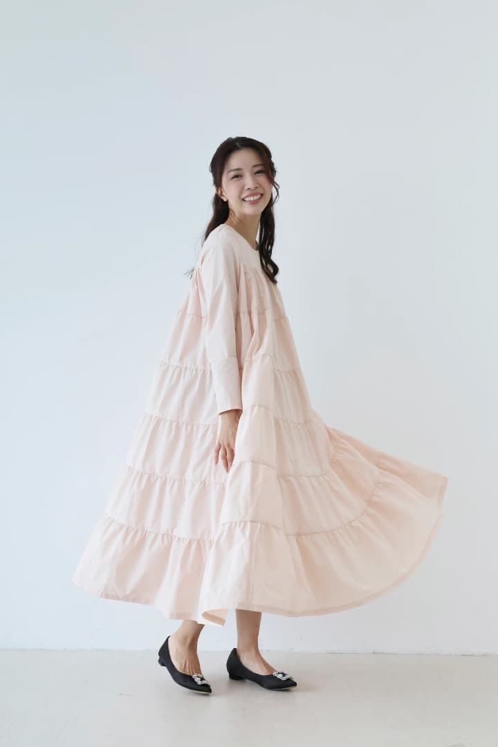 bitnabi 新品 ブロッサムワンピース ピンク 授乳服 ティアードドレス