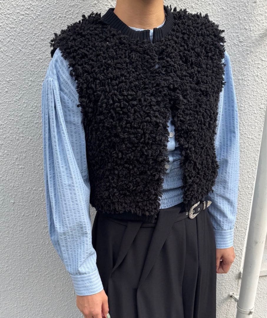 AMERI UND COMPACT BOA KNIT VESTブラックF新品