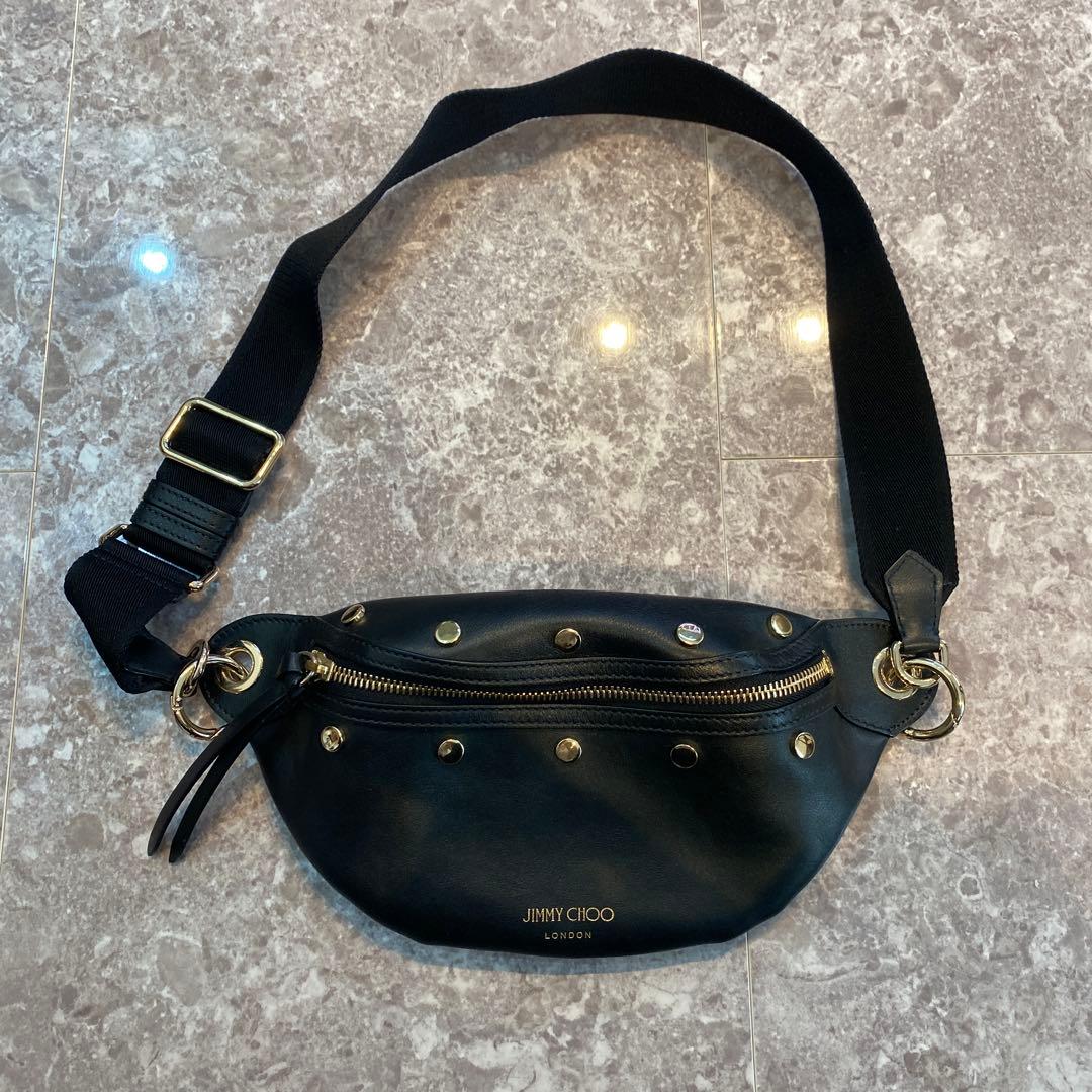 JIMMY CHOO ブラックレザー ボディバッグ　美品