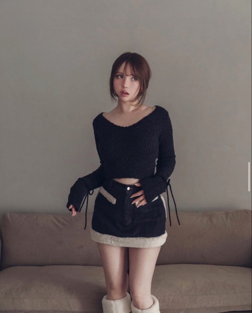 パンツ andmary Fur pocket denim skirt