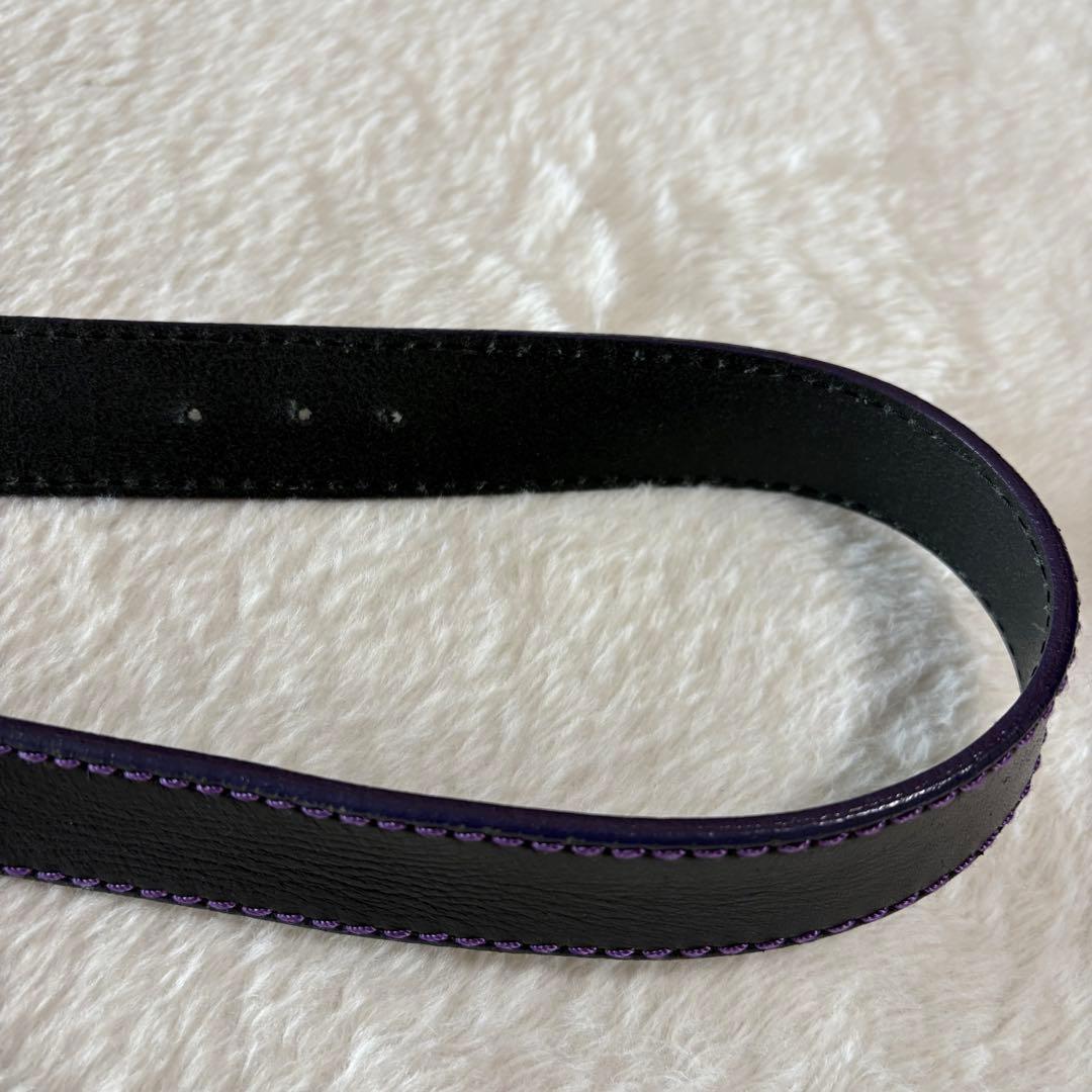 ヴィヴィアンウエストウッド オーブバックル レザーベルト 男女兼用 黒×パープル